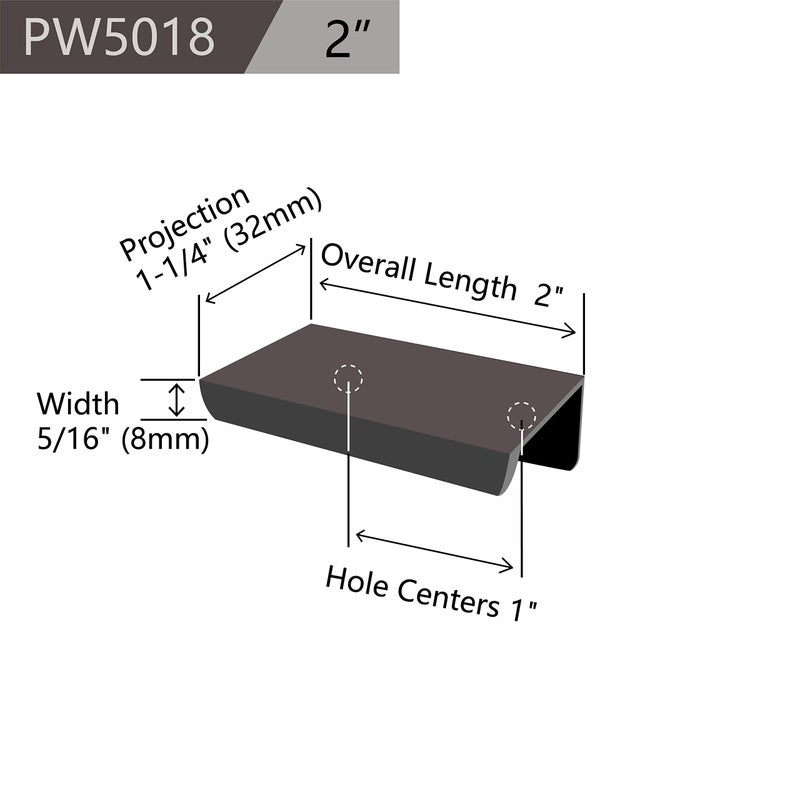 Jetland Cabinets Drawers Edge Pulls - 12-Pack, 2" Overall Length, Black, Concealed Tab Pulls for Kitchen Garage Cabinet Drawers, PW5018B51L - Image 2